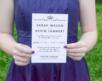 Kyleigh Wedding Invitation Suite, Royal Black and White Invites (Package of 25)