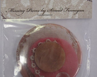 Pink button corsage, Pocket Mirror, 48 cm, handmade