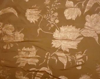 Brass Gold with Metallic Florals - Silk Dupioni Fabric Yard - 54" x 36"
