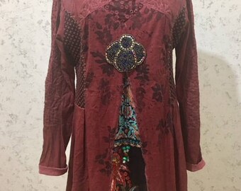 Gypsy Clothing, Boho Clothing, Upcycled Recycled Repurposed Clothing, Boho Top Tunic, Gypsy Top, Upcyled Clothing, Recycled Top Tunic Dress