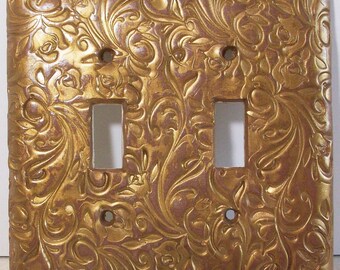 Sunset gold floral double toggle light switch cover