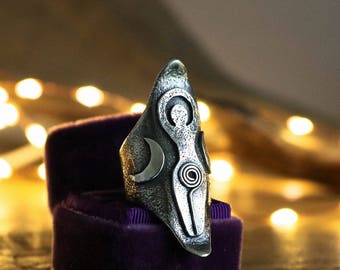 Sterling Silver Goddess Ring - made to order in any size - pagan ring - silver goddess ring - witch ring