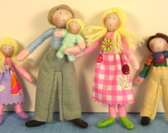 Dolls House Doll Set- the Pastel Family (customisable)