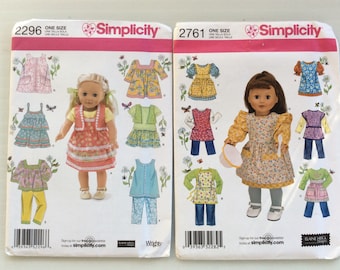 18 Inch Doll Clothes Pattern,American Girl Doll Clothes,Dress,Pants,Apron,Shirt,Camisole,Doll Wardrobe,Peasant Top,Simplicity Pattern