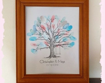 Personalised Fingerprint Guest Book Sign Guestbook Engagement Wedding tree A4