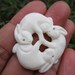 Hand Carved Three Little Rabbits, Bone Carving, Jewelry making supplies B4535