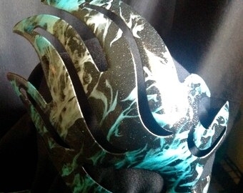 Blue,black and silver flame mask