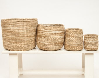 MCHANGA: Khaki Cloud Woven Storage Basket