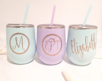 Personalized Wine Tumblers - Monogram Wine Tumbler - Gift For Her - Name Wine Tumbler - Birthday Gift for Her - Wine Gift - Graduation Gift
