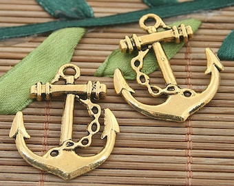 15pcs dark gold tone anchor charms h3158