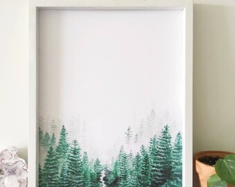 Forest Print, Nature Print, Forest Art, Nature Art, Forest Painting, Landscape Painting, Tree Art, Forest Artwork, Evergreen, Landscape Art