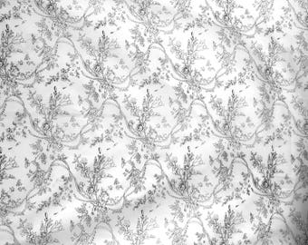 Charming 1930's American Cotton Floral Toile Printed Fabric (8747)