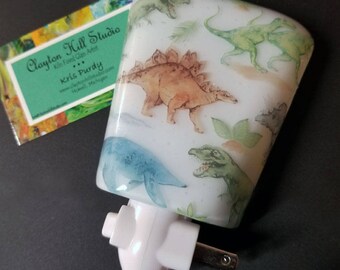 Fused Glass Night Light - Dinosaurs