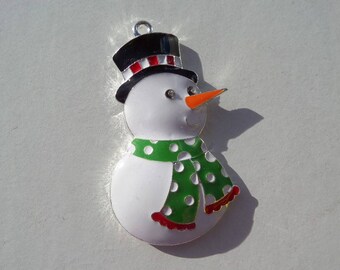 50mm*28mm, Enamel and Rhinestone Snowman Pendant, P36