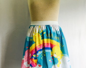 Colorful Care Bears Ladies Skirt from upcycled fabric - - 38" - 44"