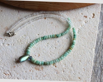 Labradorite necklace, boho choker, southwestern style necklace, Amazonite necklace