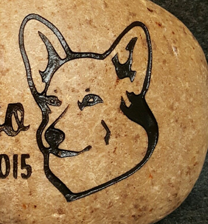 stone corgi statue