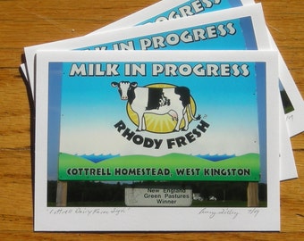 Cottrell Dairy Farm Sign, Photo Art Card