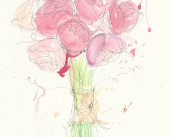 Bunch of flowers A4 art print