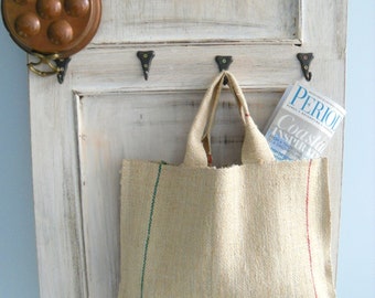 Rustic Antique Grainsack Linen natural Hemp Shopping Tote Bag Handbag Kitchen Bag Garden tools bag holder case