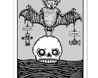 Trick or Treat Halloween Card - GingerDead Goth / Alt Greeting Card by Calan Ree - 5 PACK w/ Envelopes