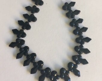 Vintage Glass Nailheads - 10mm X 6mm- Black