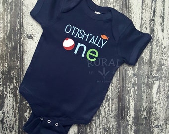 O "Fish" ally One Bodysuit, First Birthday, First Birthday Outfit, one year, ofishally, first birthday boy, 1st Birthday, fishing birthday