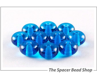 TURQUOISE BLUE Lamp Work Beads Spacers Glass Handmade - The Spacer Bead Shop