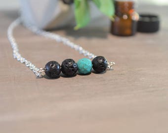 Lava Stone Necklace, Essential Oil Necklace, Lava Necklace, Oil Diffuser Necklace, Turquoise Lava Necklace, Diffuser Necklace