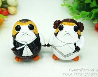 Star Wars Wedding Cake Topper,Porg Wedding Cake Topper,A Han Solo and Princess Leia porg Wedding Cake Topper,Porg Wedding Gift