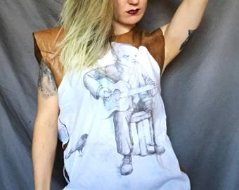 Recycled Leather Muscle Tee