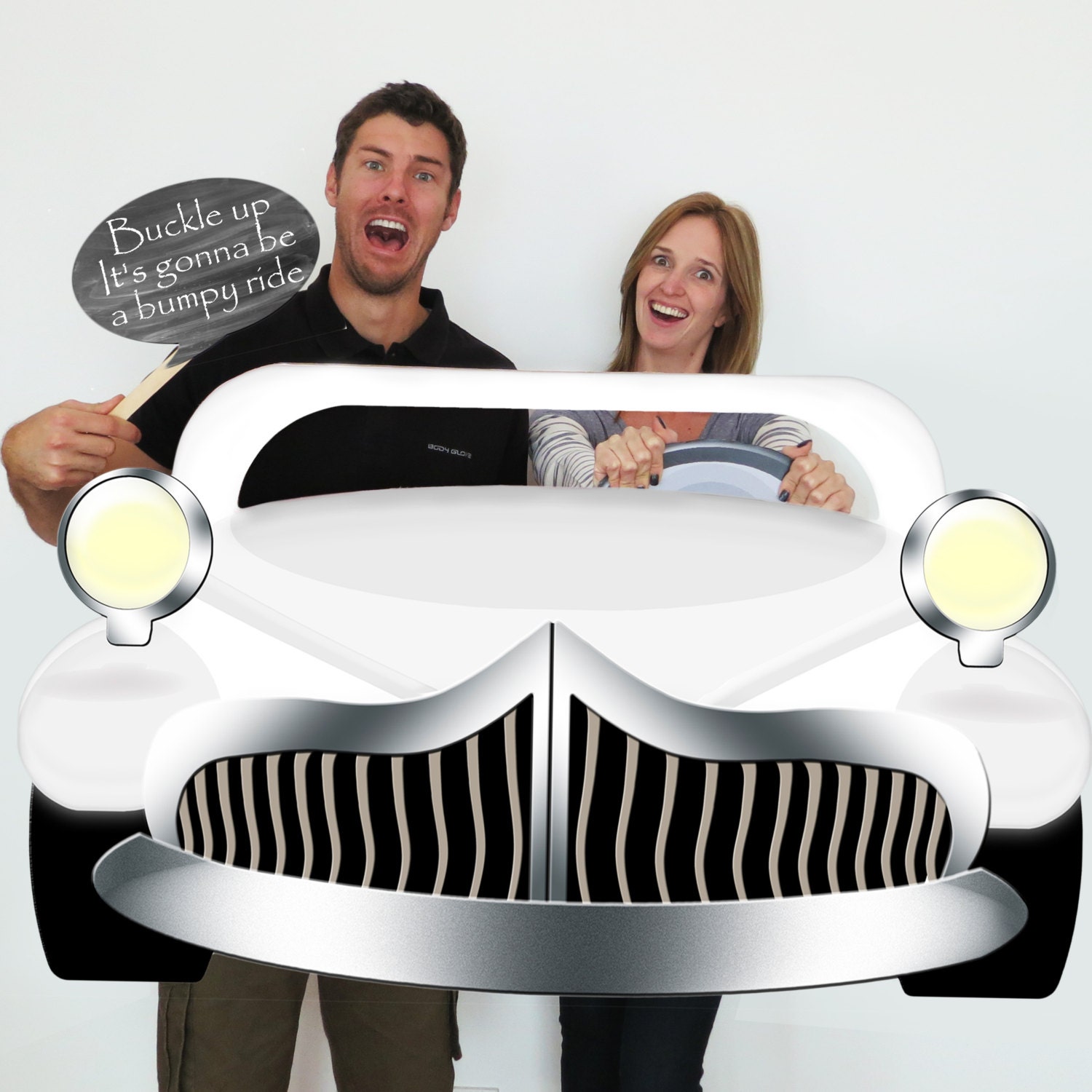 White GREASE inspired EXtra Car Booth Prop Grease