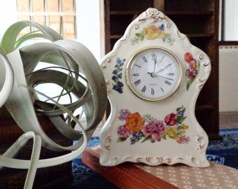 Porcelain Floral Clock | Desk Table Clock | Timeless Flower Quartz