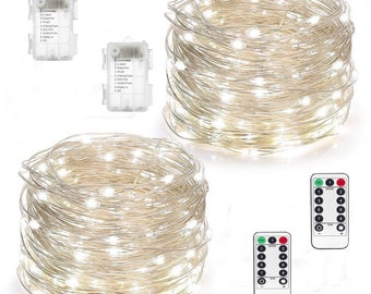 SALE!!! 2 Pack Fairy Lights Battery Operated String Lights 8 Modes 50 LED 16 ft Fairy String Lights with Remote and Timer Cool White