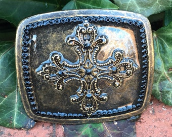 Cross belt buckle embellished Buckle brass Filigree cross mens belt buckle women's buckle Cowgirl Bohemian Southwestern religious jewelry