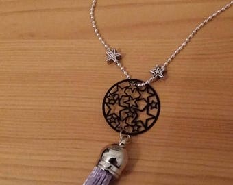 Star necklace, lilac Pom Pom and star beads