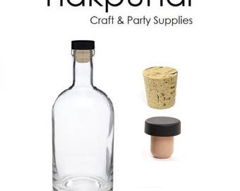 1 pc 25 oz Heavy Bottom Boston Liquor Bottle with Cork, T-bar Stopper