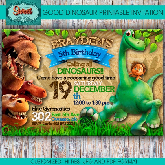 Good Dinosaur Invitations Free Printable 2