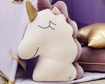 Unicorn Pillow – cozy unicorn, soft unicorn, unicorn pillow, unicorn cushion, unicorn deco, soft cushion, velvet unicorn - Pink Lilac