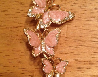 Vintage Pink Butterfly Trio Brooch
