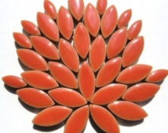Salmon Glazed Ceramic Petal Leaves Mix (35-40)//Mosaic Supplies//Mosaic Pieces//Crafts//Mosaic Tiles