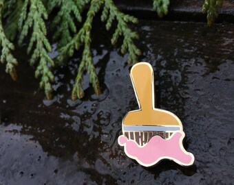 Neopets Paintbrush Enamel Pin - Neopets Pastel Pink Paint Brush Lapel Pin - Neopets Paintbrush Hat Pin