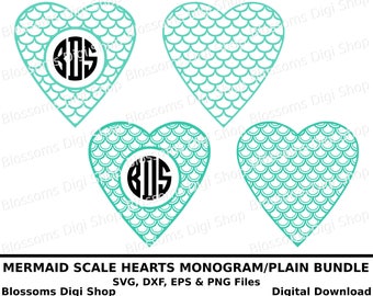 mermaid scale monogram hearts digital download svg valentine