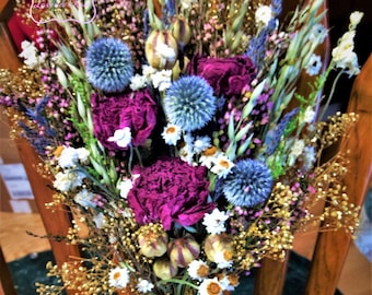 Celtic Meadow/Scottish Highland bouquet. Vintage Victorian Bouquet. Winter or All Season. Thistle, heather, lavender. Rose Gold Wedding