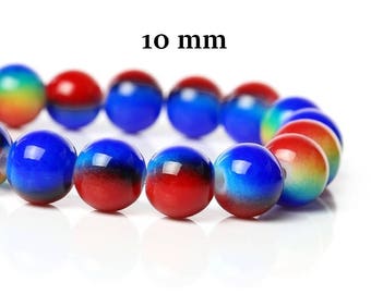 50 Harlequin 10 mm glass beads