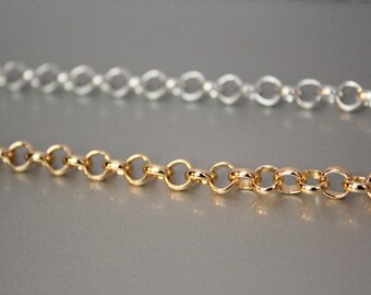 6 Feet Rolo Gold Chain, Siver Chain, Aluminum Chain, Open Link Chain, per Link Size 5mm Jewelry Findings, Jewelry Supplies(16309)