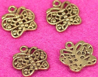 Antique gold metal butterfly charms 10pcs (3020)