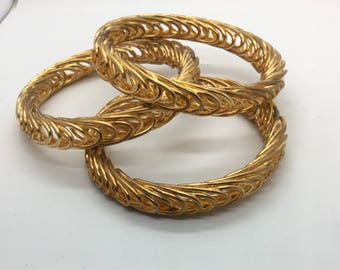 Raw Brass Solid Interlocking Wire Bangle—Not Plated—Soldered—1/2”Wide—1pc