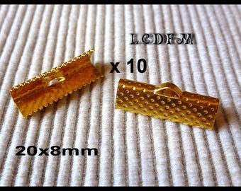 * ¤ Set of 10 gold metal claw greenhouse-Ribbon/tips - 20x8mm ¤ * #A5