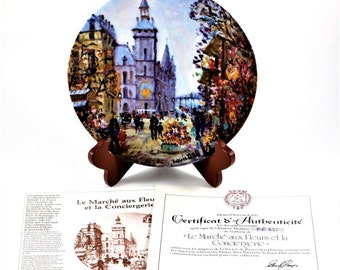 Louis Dali France Le Marche Aux Fleurs Et La Conciergerie Collector Plate w/COA